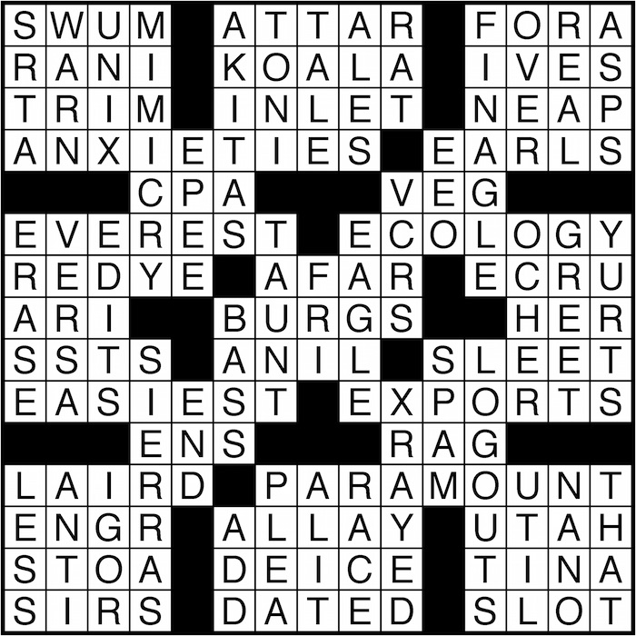 Crossword puzzle answers: July 20, 2016