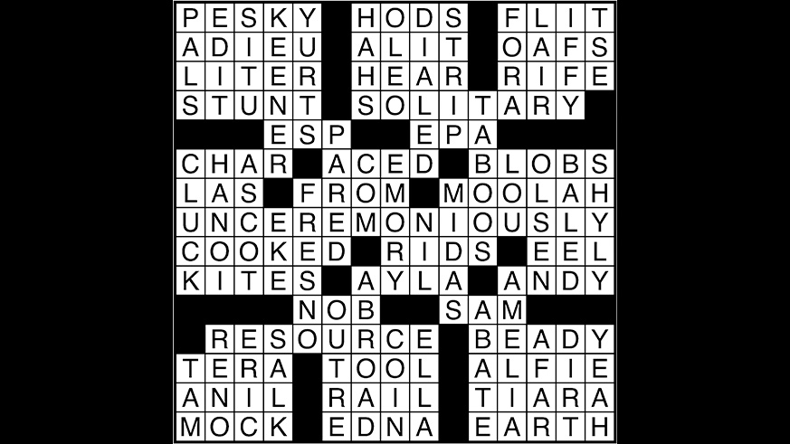 Crossword puzzle answers: July 27, 2017