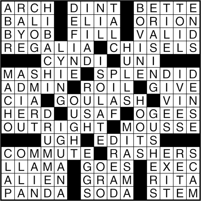 Crossword puzzle answers: July 27, 2016