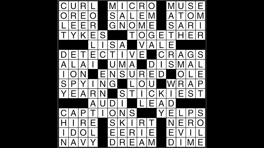 Crossword puzzle answers: July 7, 2017