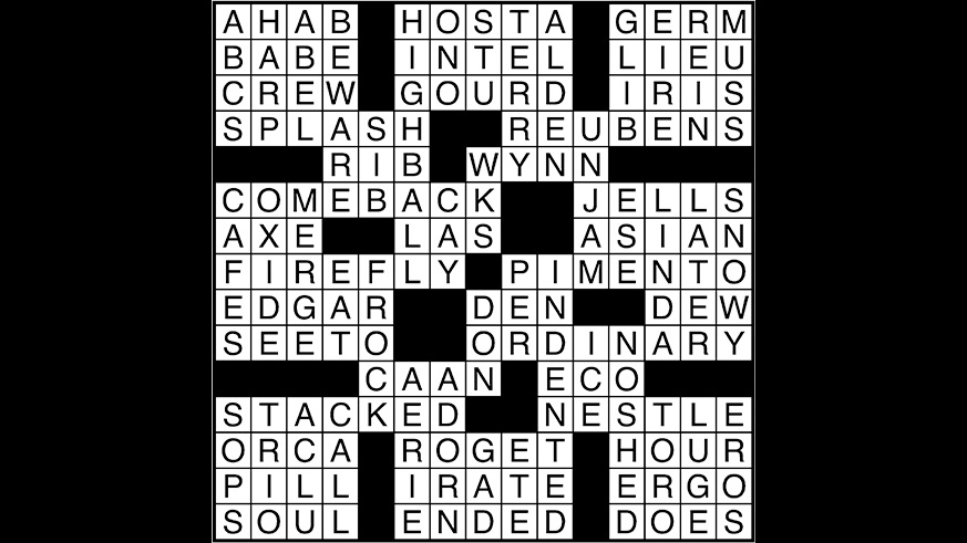 Crossword puzzle answers: June 13, 2017