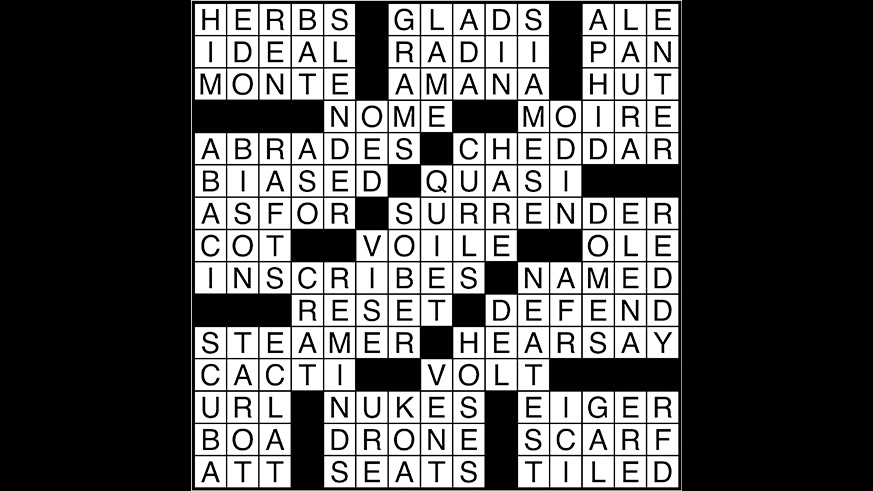 Crossword puzzle answers: June 16, 2017