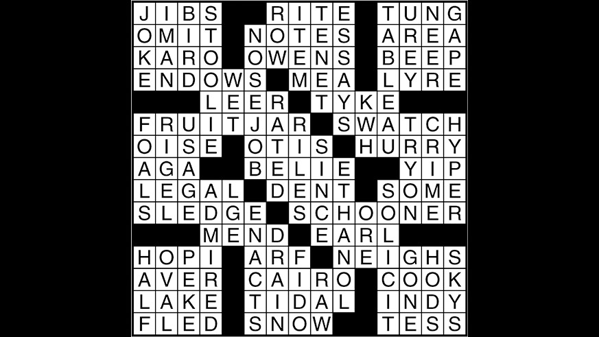 Crossword puzzle answers: June 2, 2017