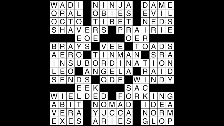 Crossword puzzle answers: June 21, 2017