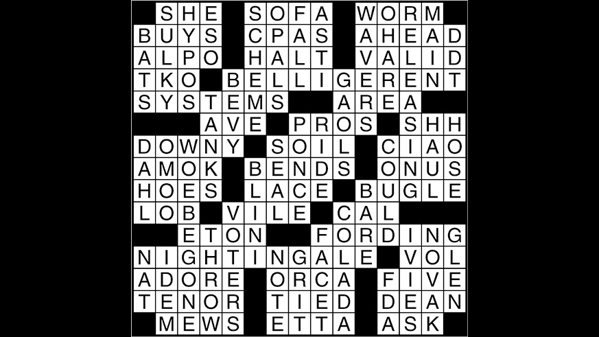 Crossword puzzle answers: June 22, 2017