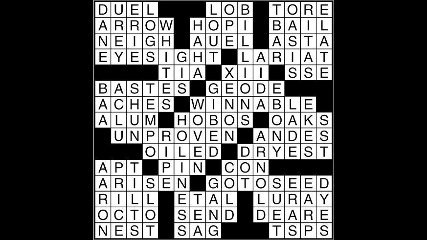 Crossword puzzle answers: June 26, 2017