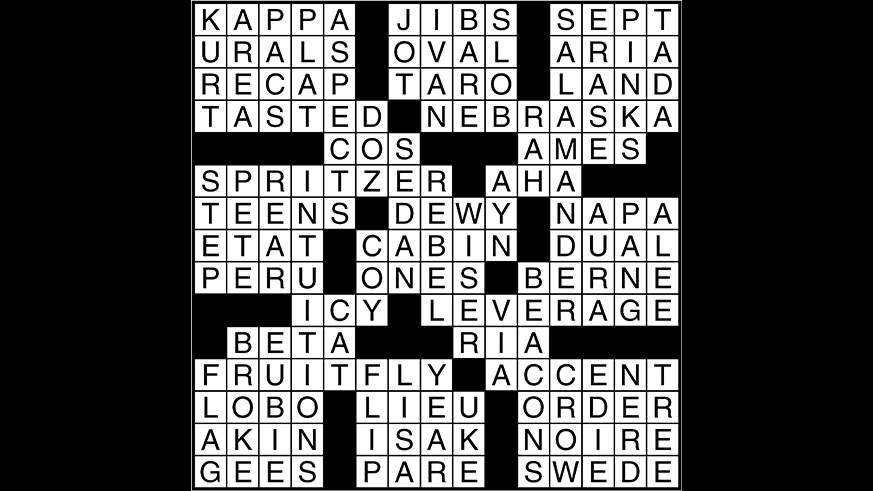 Crossword puzzle answers: June 29, 2017