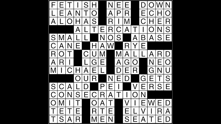 Crossword puzzle answers: June 30, 2017