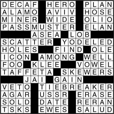Crossword puzzle answers: March 1, 2017