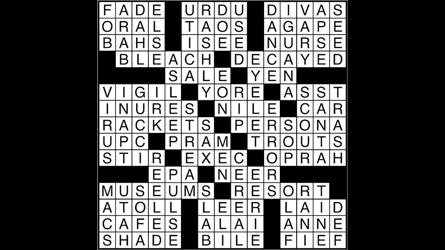 Crossword puzzle answers: March 1, 2018