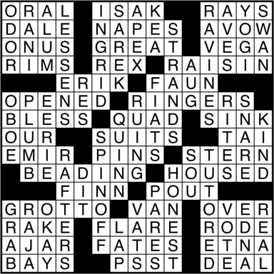 Crossword puzzle answers: March 10, 2017