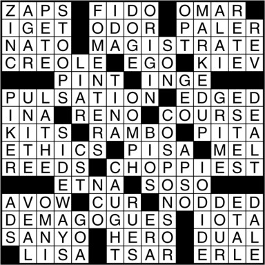 Crossword puzzle answers: March 13, 2017