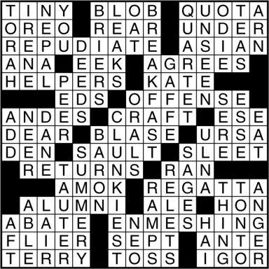 Crossword puzzle answers: March 14, 2017