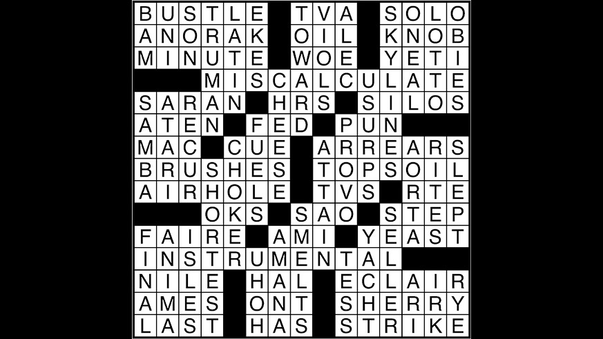 Crossword puzzle answers: March 14, 2018