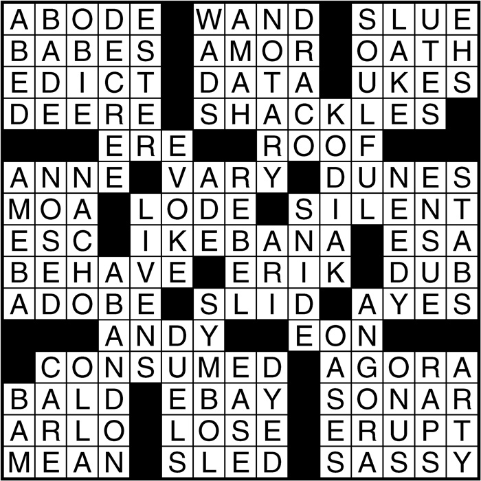 Crossword puzzle answers: March 16, 2017