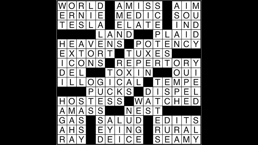 Crossword puzzle answers: March 16, 2018