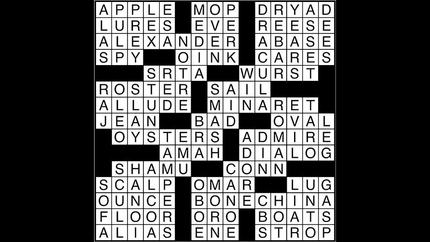 Crossword puzzle answers: March 19, 2018