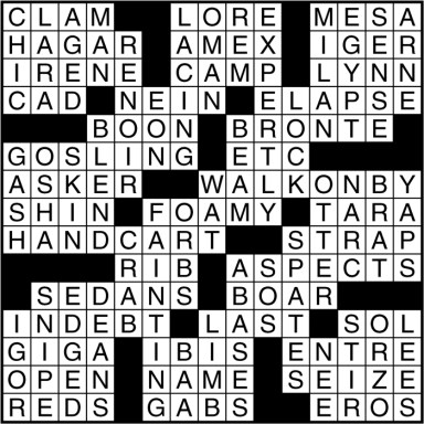 Crossword puzzle answers: March 2, 2017