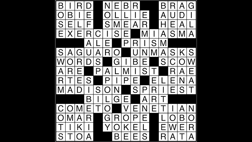 Crossword puzzle answers: March 2, 2018