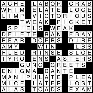 Crossword puzzle answers: March 21, 2017