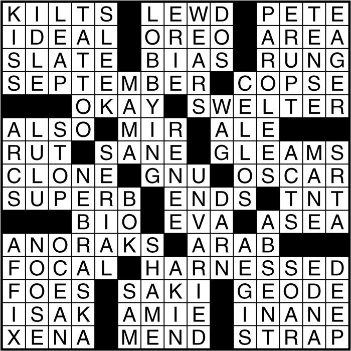 Crossword puzzle answers: March 22, 2017