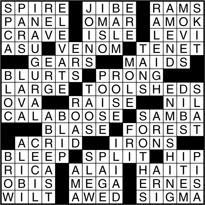Crossword puzzle answers: March 23, 2017