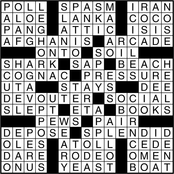 Crossword puzzle answers: March 24, 2017