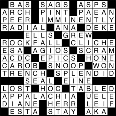 Crossword puzzle answers: March 27, 2017