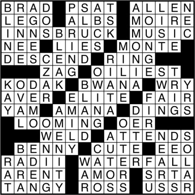 Crossword puzzle answers: March 28, 2017