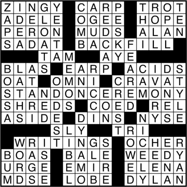 Crossword puzzle answers: March 30, 2017