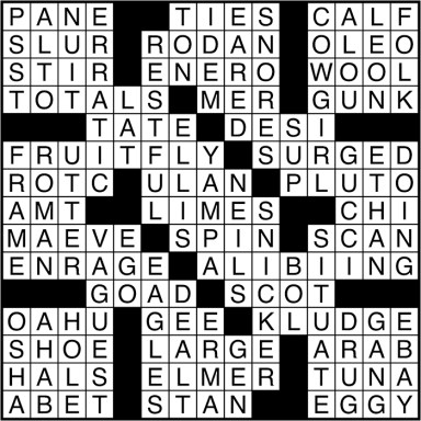Crossword puzzle answers: March 31, 2017