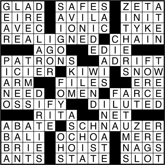 Crossword puzzle answers: March 8, 2017