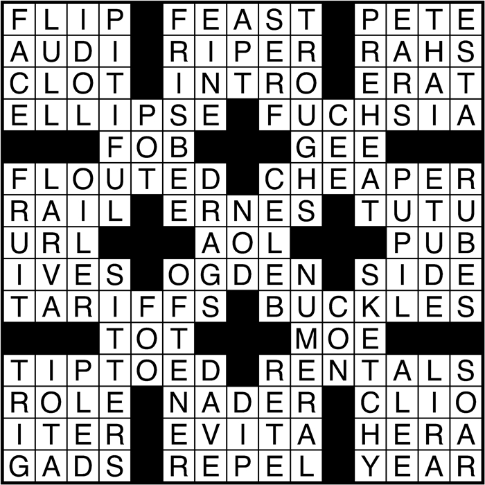 Crossword puzzle answers: March 9, 2017