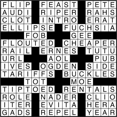 Crossword puzzle answers: March 9, 2017