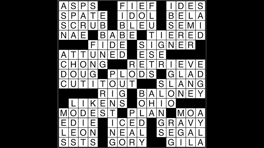 Crossword puzzle answers: May 11, 2017