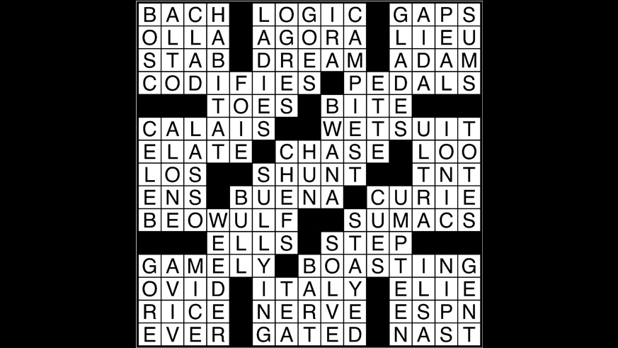 Crossword puzzle answers: May 12, 2017