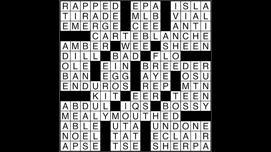 Crossword puzzle answers: May 16, 2017