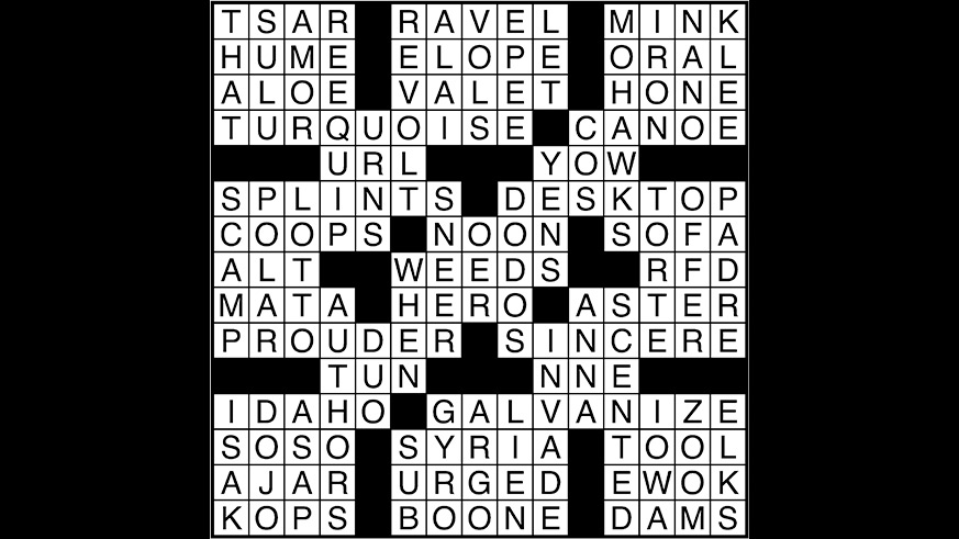 Crossword puzzle answers: May 17, 2017