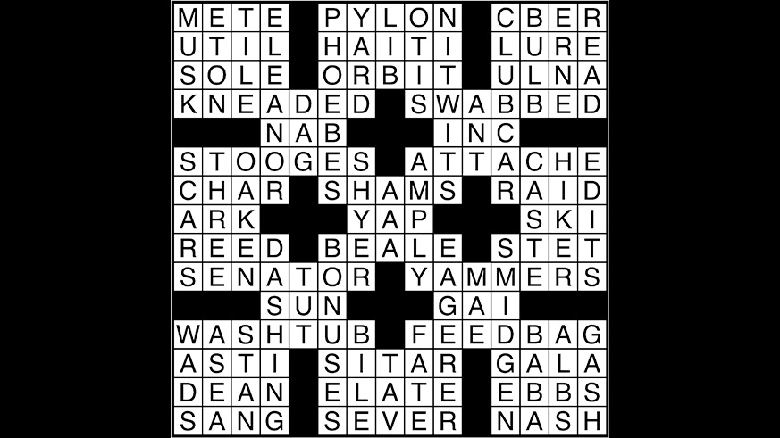 Crossword puzzle answers: May 18, 2017
