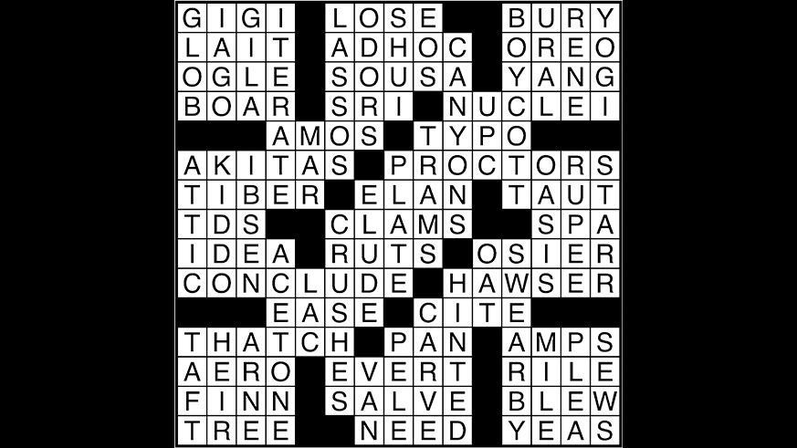 Crossword puzzle answers: May 19, 2017