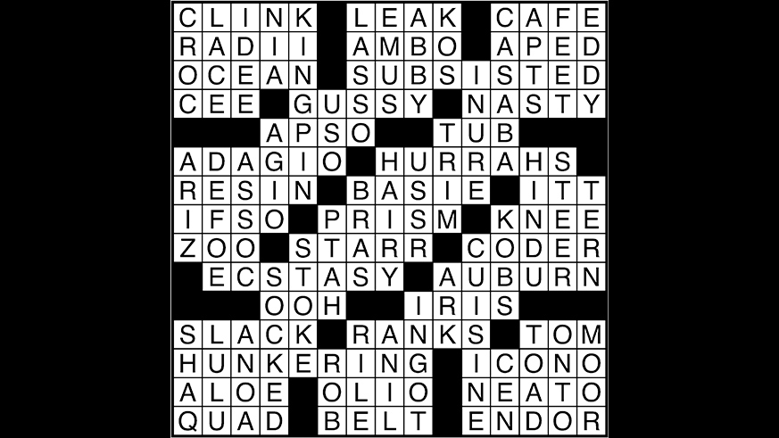 Crossword puzzle answers: May 2, 2017