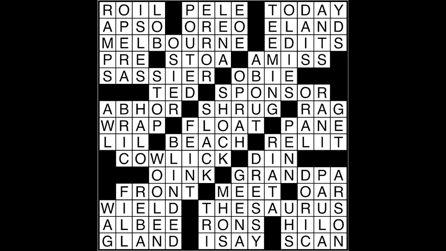 Crossword puzzle answers: May 23, 2017