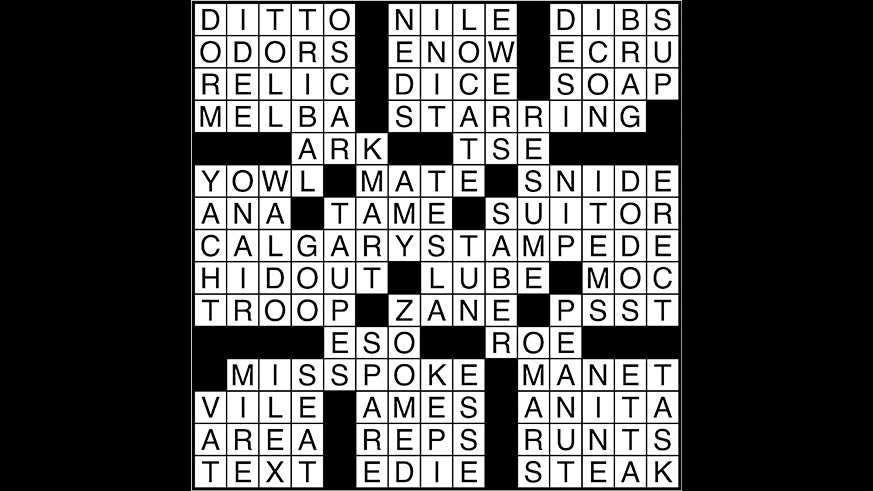 Crossword puzzle answers: May 25, 2017