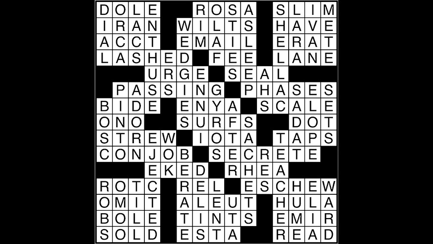 Crossword puzzle answers: May 26, 2017