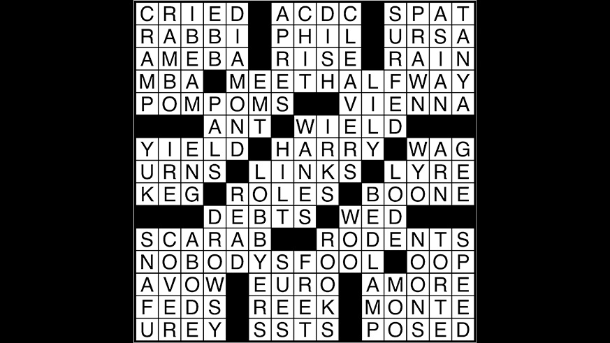 Crossword puzzle answers: May 3, 2017