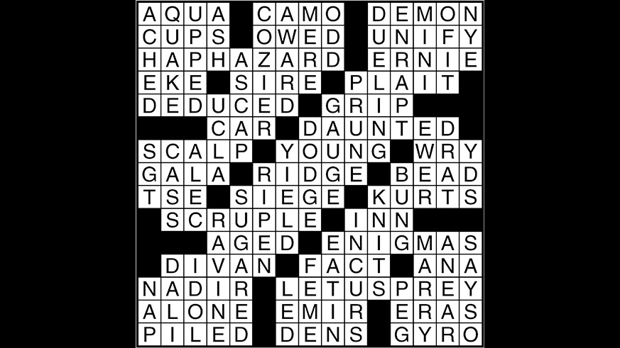 Crossword puzzle answers: May 30, 2017