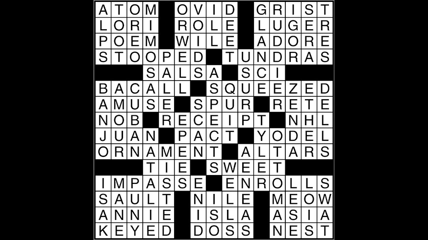 Crossword puzzle answers: May 31, 2017