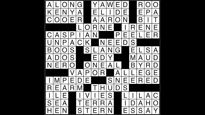 Crossword puzzle answers: May 4, 2017