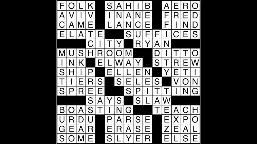 Crossword puzzle answers: May 5, 2017