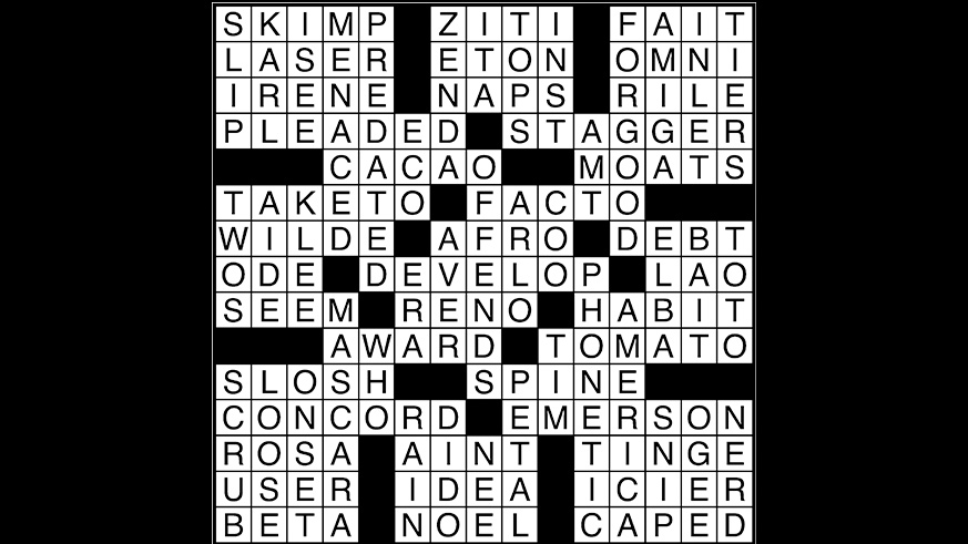 Crossword puzzle answers: November 14, 2017